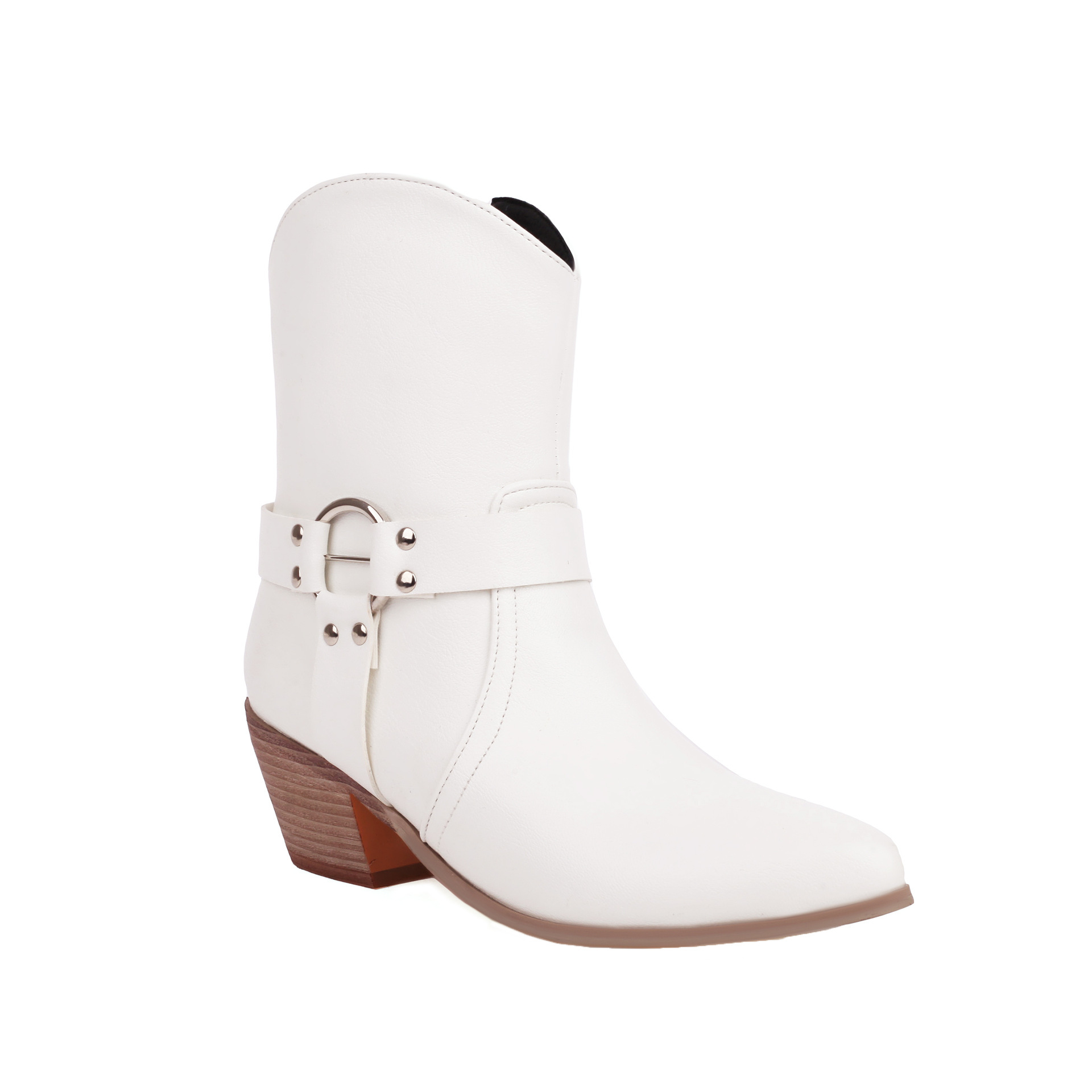 Belt Buckle Chunky Heel Martin Booties - Image 6