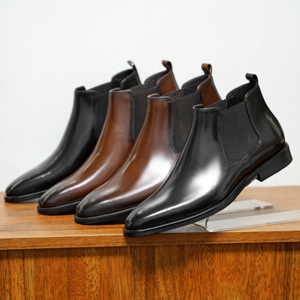 Chelsea Men's Sleeve Vintage Handmade Leather Boots - Image 3