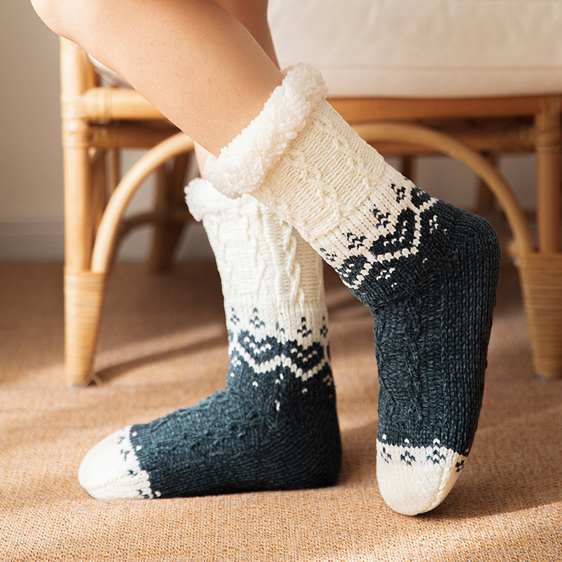 Love Knitted Plush Floor Socks Winter Warm Non-slip Carpet Socks Christmas Home Women - Image 5