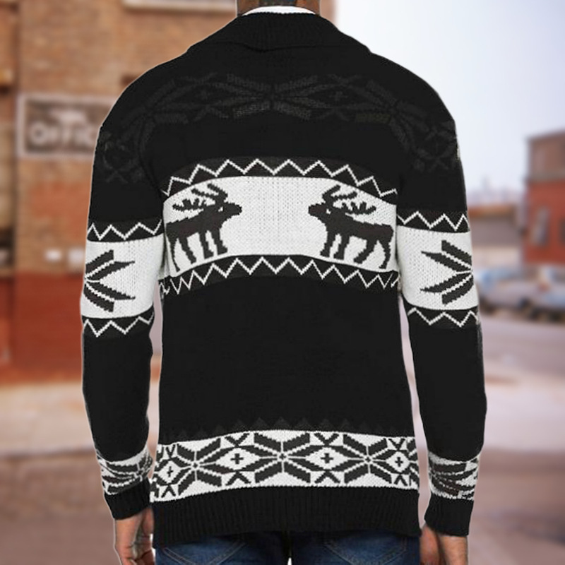 Men's Christmas Jacquard Sweater Button Cardigan Sweater Coat - Image 4