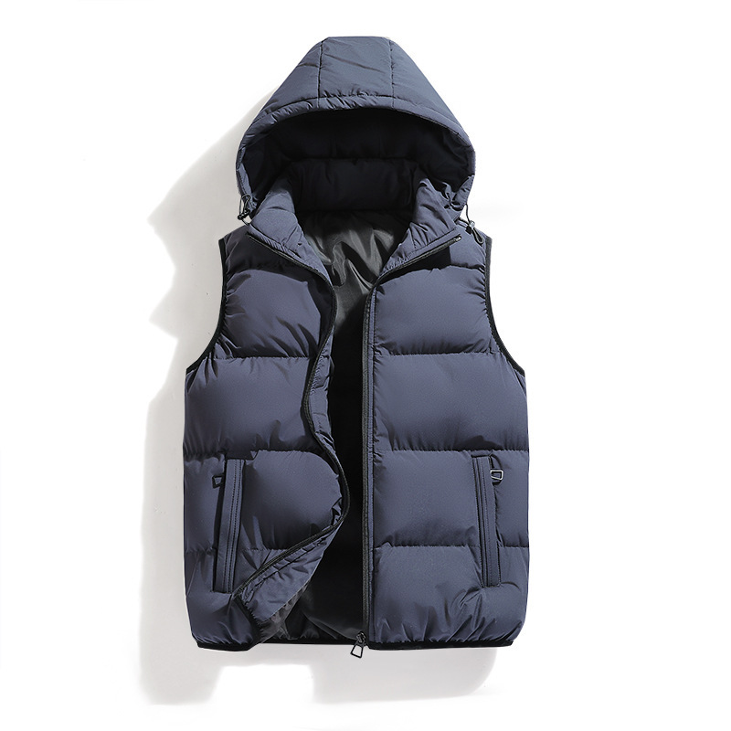 Cotton Casual Detachable Hooded Thickened Thermal Vest - Image 4