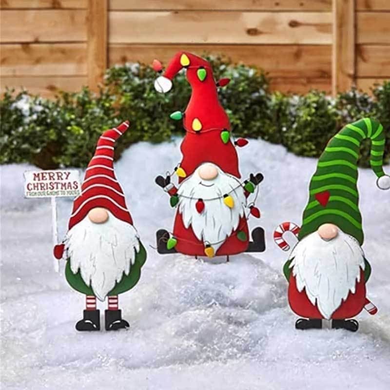 Christmas Standing Pile Old Man Metal Crafts Outdoor Lawn Garden Decorations