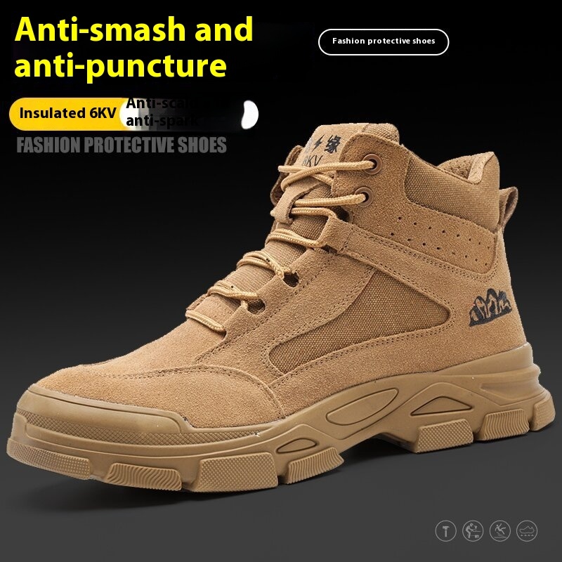 Men's Anti-smash And Anti-puncture Lightweight Wear-resistant Insulated Work Shoes - Image 7
