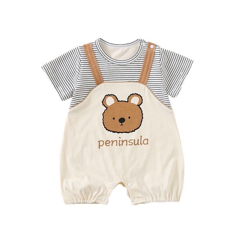 Cartoon Bear Print Baby Short Sleeve Rompers - Image 5