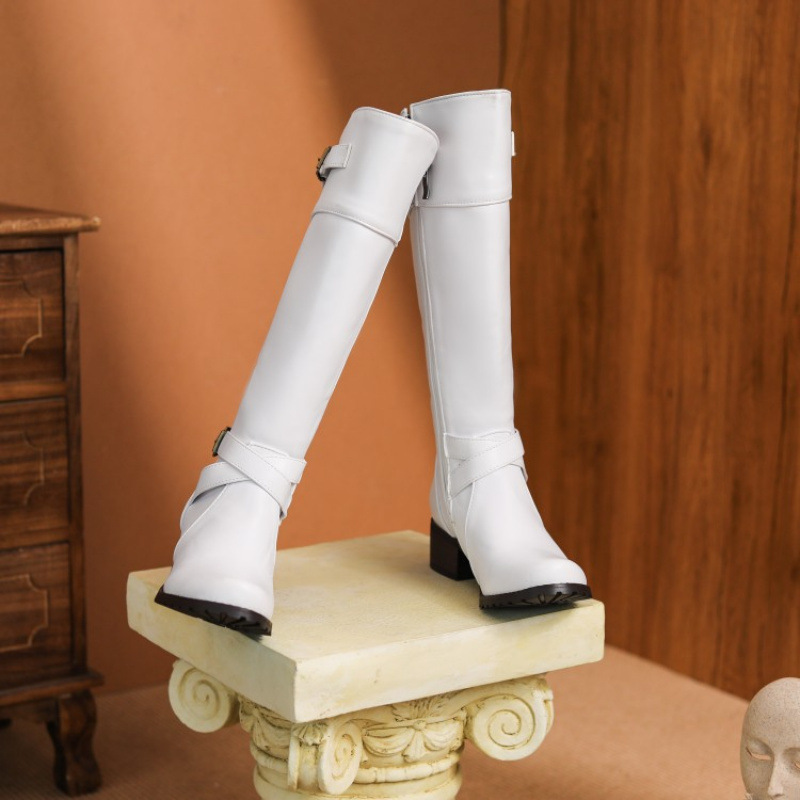 Women's Belt Buckle Plus Size High Leg Boot - Image 2