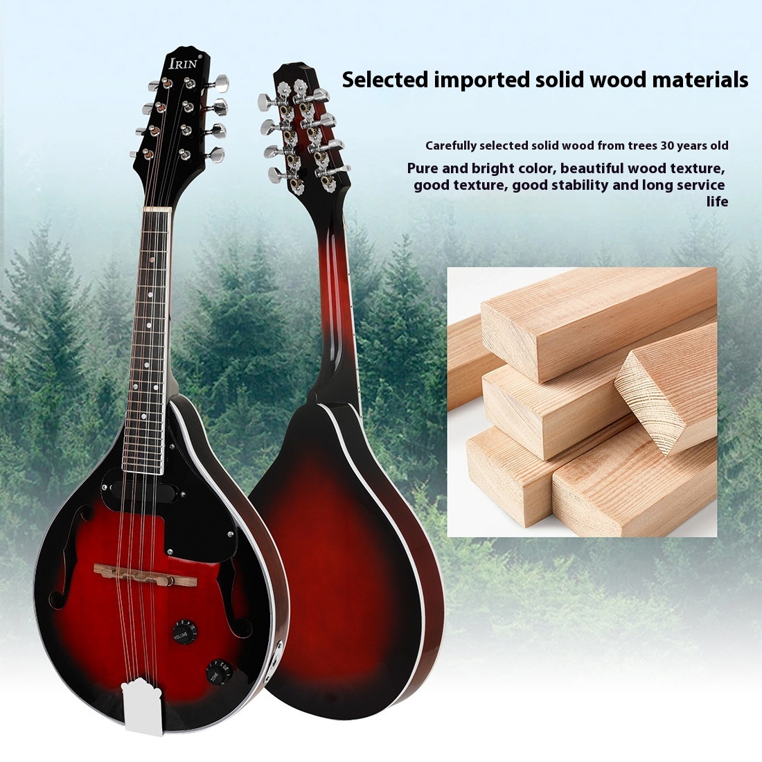 Red Black Edge Electric Sound Mandolin Guitar Eight Strings Piano