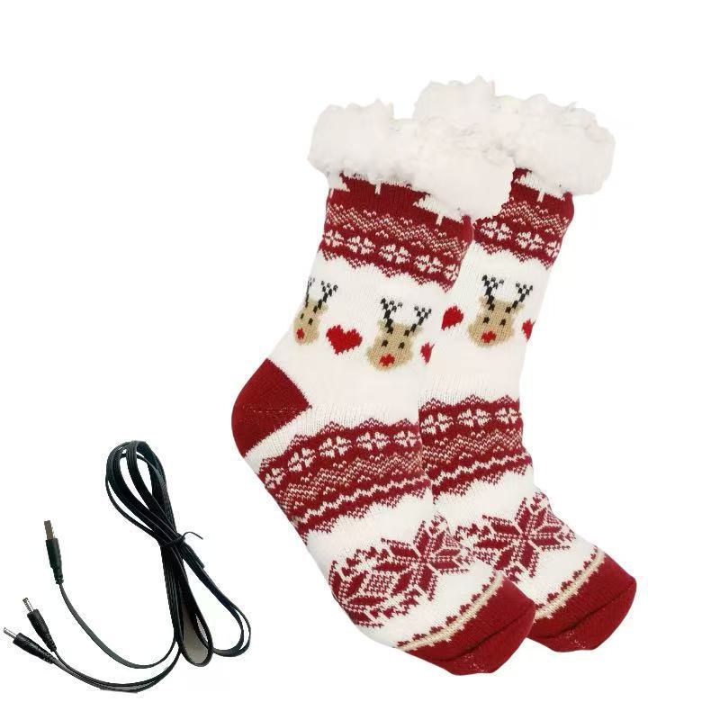 USB Electric Heating Warm Thickened Heating Room Socks - Image 4