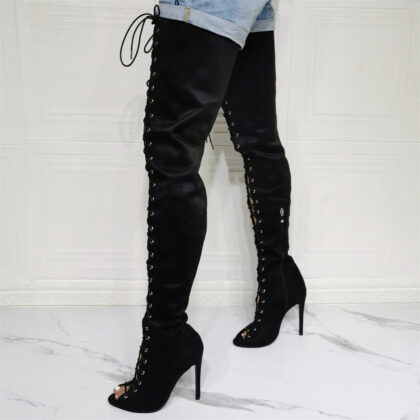 Sexy Peep-toe Lace-up Stiletto Heel Women's Boots