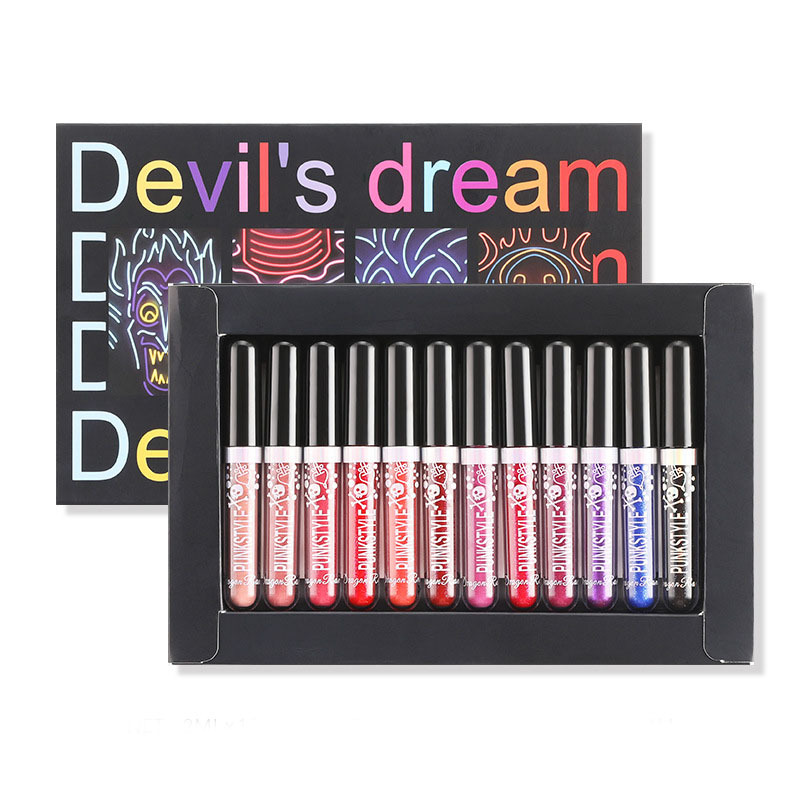 12Pcs Liquid Lipstick Set Halloween Makeup Diamond Symphony Lip Gloss Long Lasting Moisturizing Lip Glaze Glitter Cosmetic - Image 4