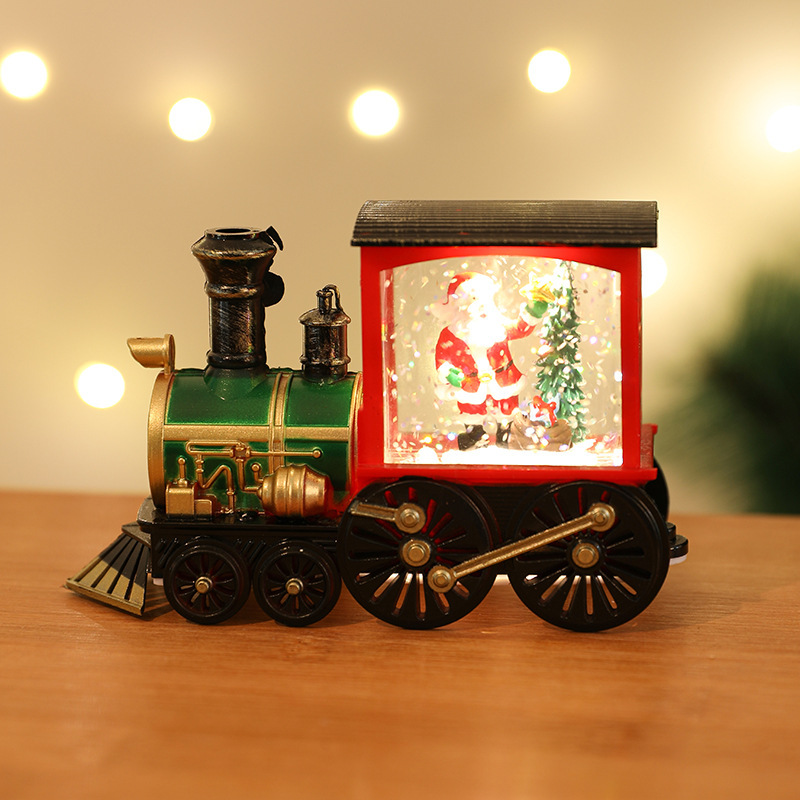 New Christmas Decoration Santa Claus Water Injection Brush Gold Train Decoration Small Night Lamp Christmas Gift - Image 4