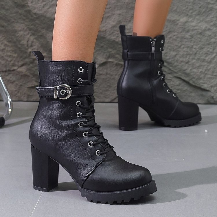 Autumn And Winter New Women's Plus Size Martin Boots Ankle Boots Belt Buckle - Image 2