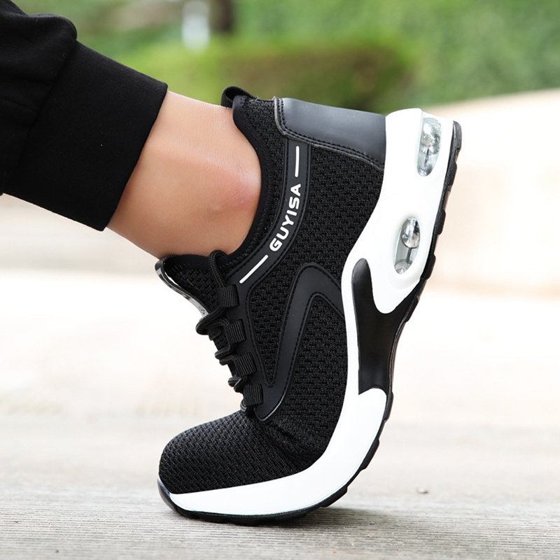 Black Sneakers Men Work Safety Shoes Lightweight Breathable For Gym Travel Work Casual Tennis Running Shoes — изображение 3