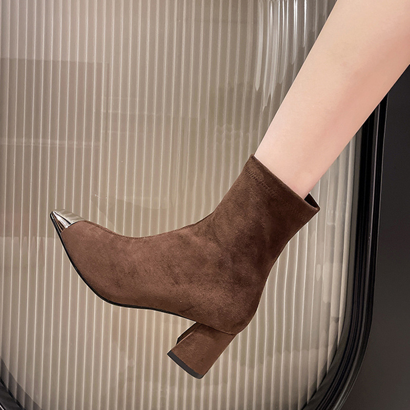 Fashion Elegant Square Head French Chunky Heel Boots - Image 3