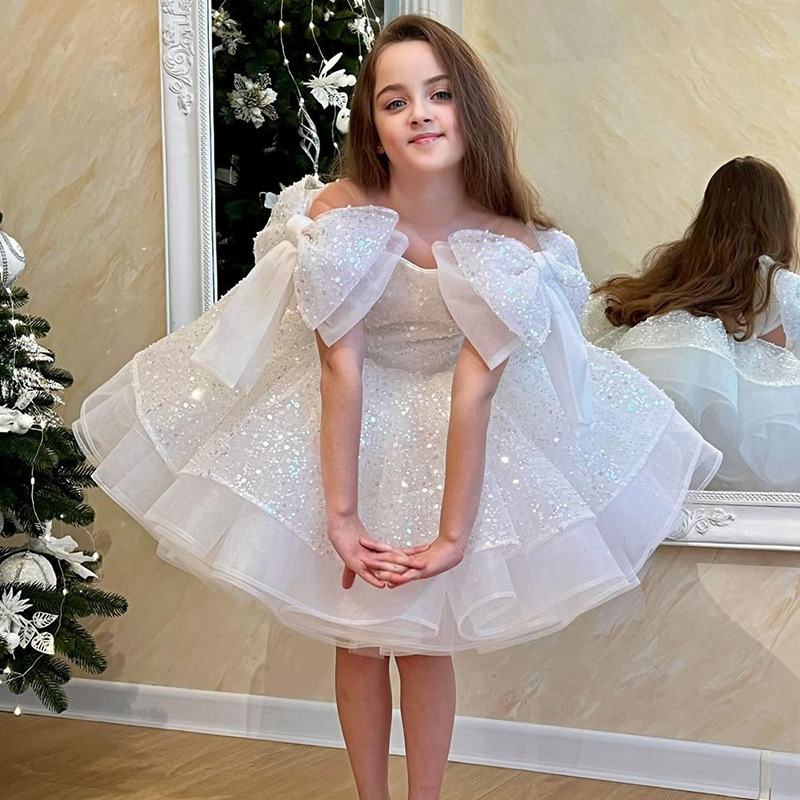 Girls' White Birthday Party Formal Dress Skirt — изображение 2