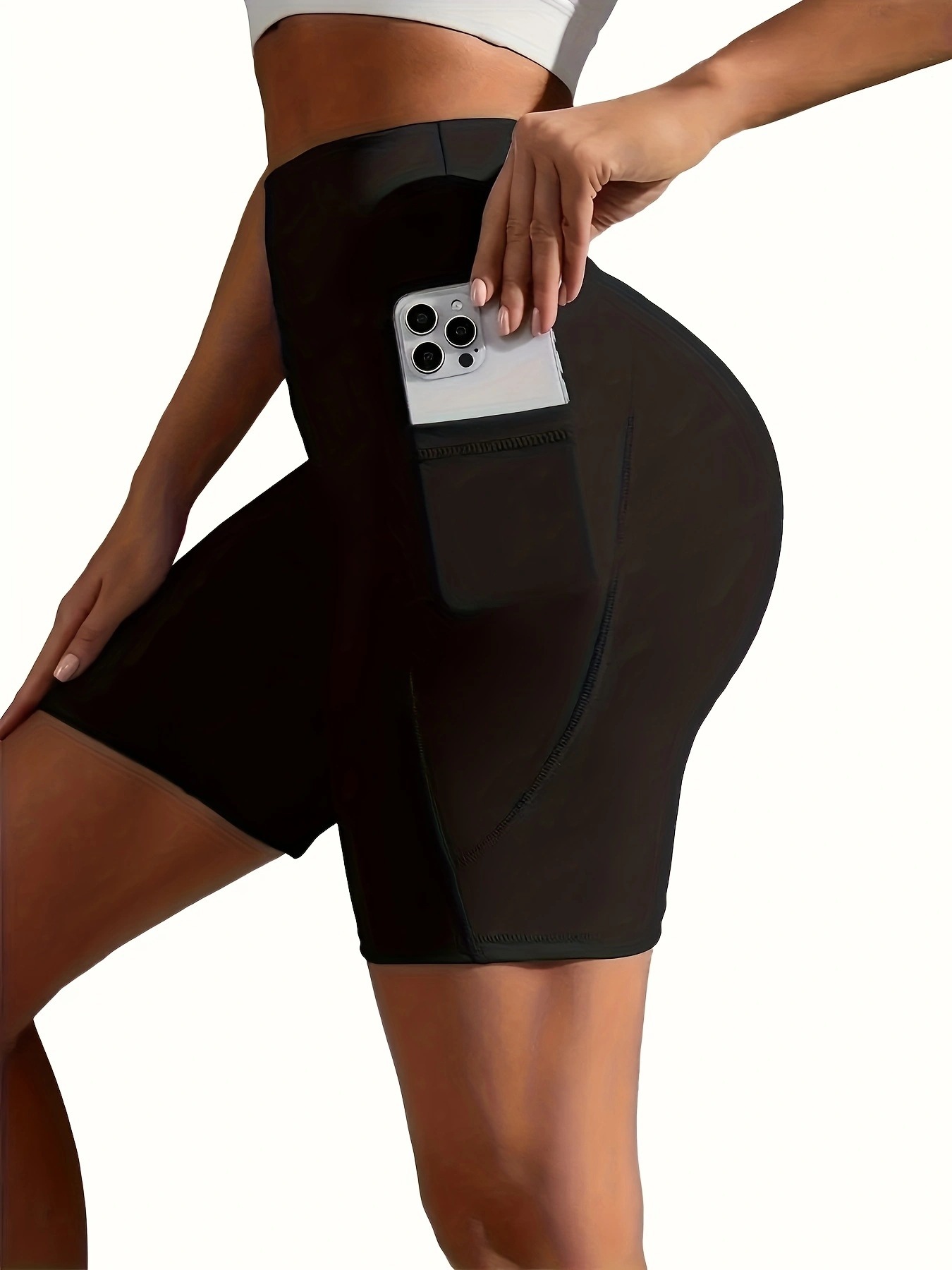 Plus Size Five-point Pocket Yoga Pants High Waist Hip Lift Sports Shorts — изображение 6