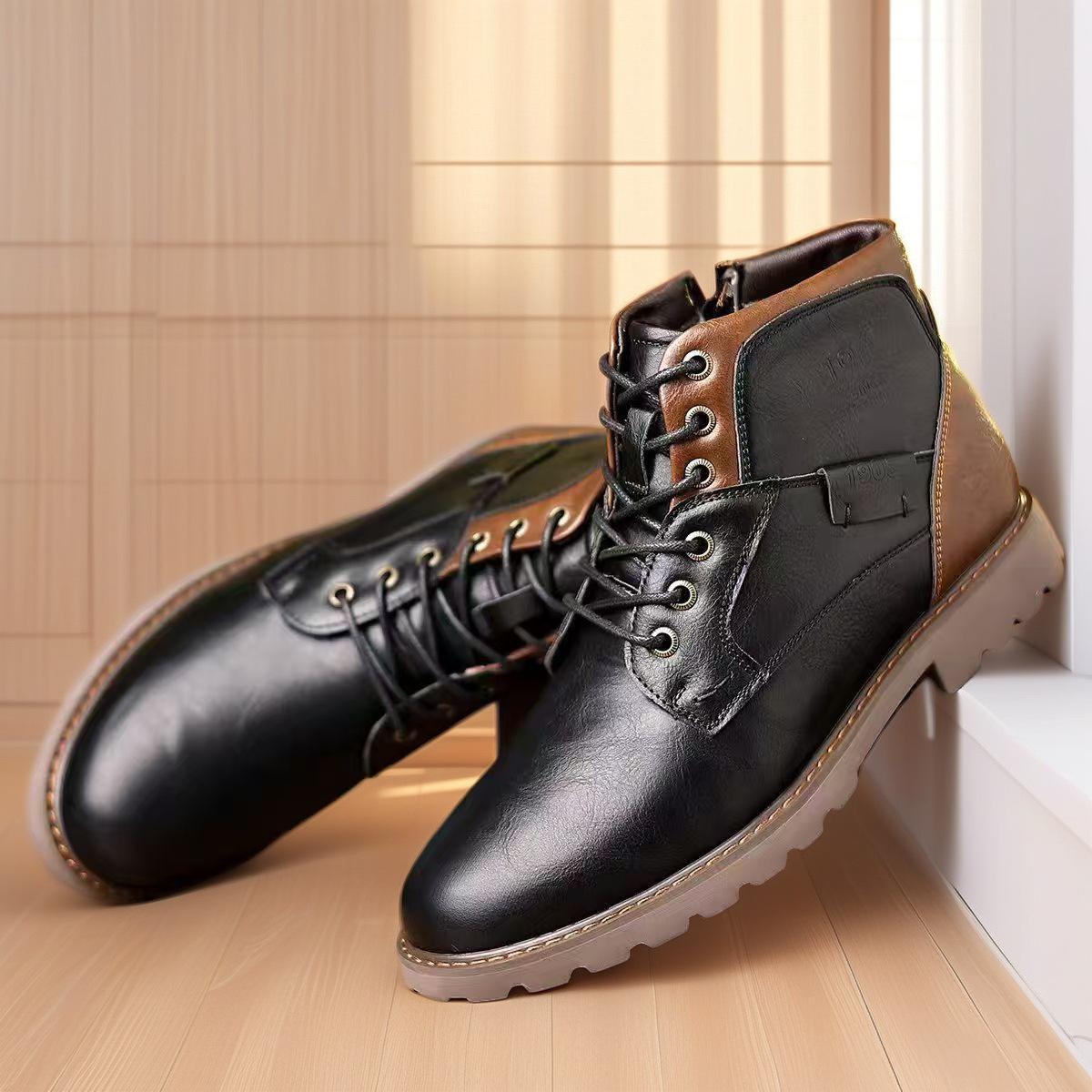 Male Martin Boots Leisure Plus Size Zip Ankle Boots - Image 7