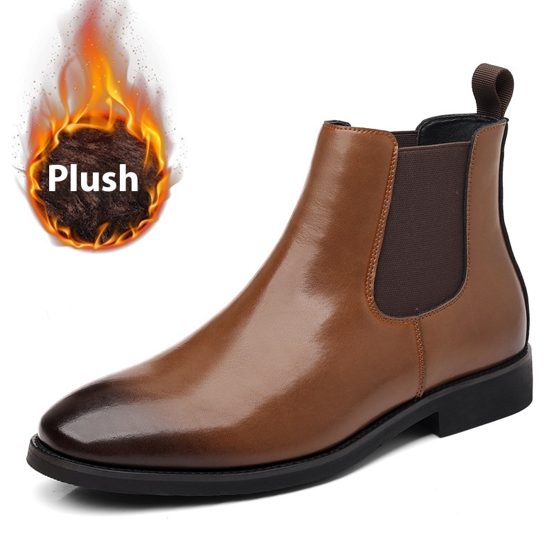 British Retro Chelsea Men's Fleece-lined Leather Boots - Image 9