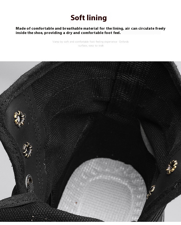 Thick-soled Canvas Casual Sports Men's All-match Work Motorcycle Boots - Image 9