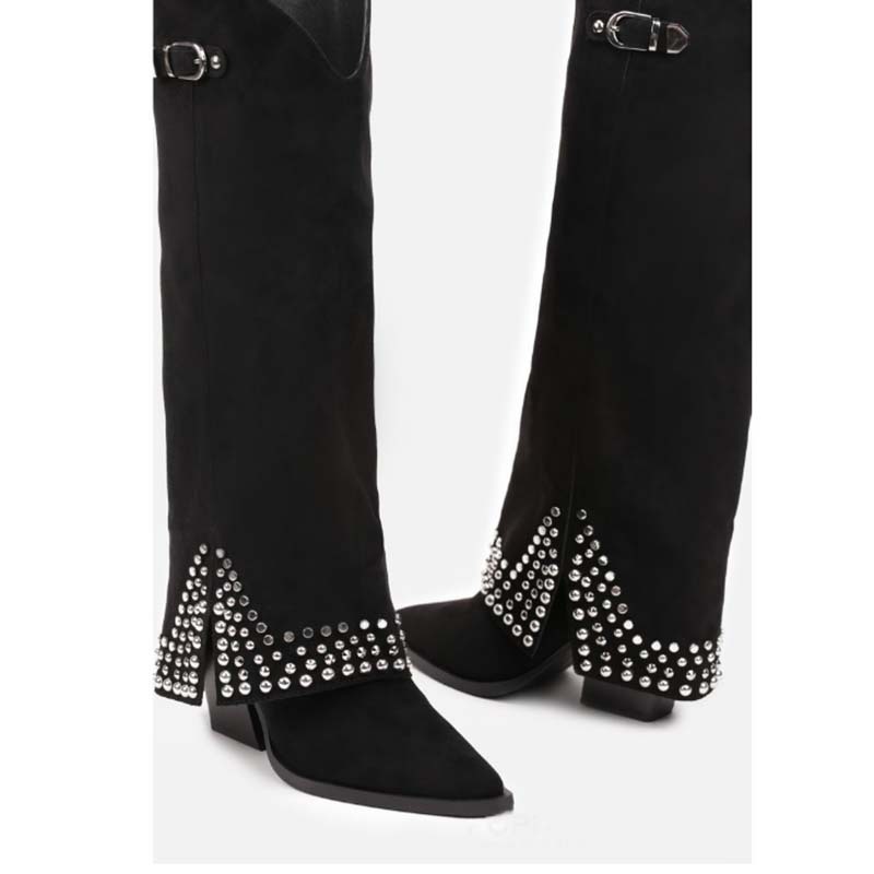Women's Frosted Rivet Pantyhose Boots - Image 7