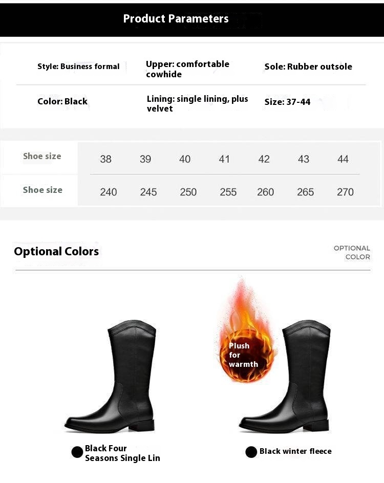 Men's Pointed Toe Business High-top Leather Boots - Image 7