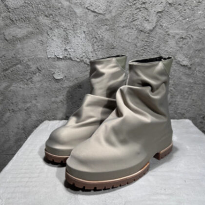 Zip Platform Men's High-top Pleated Leather Knight Boots