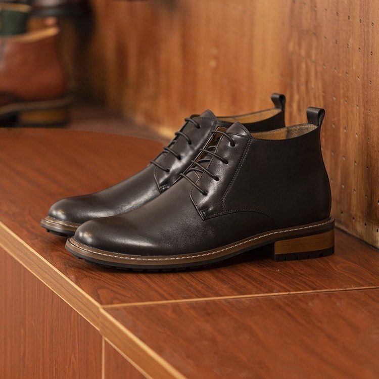 Men's High-top Short Boots Men's Shoes Round Toe Martin — изображение 4