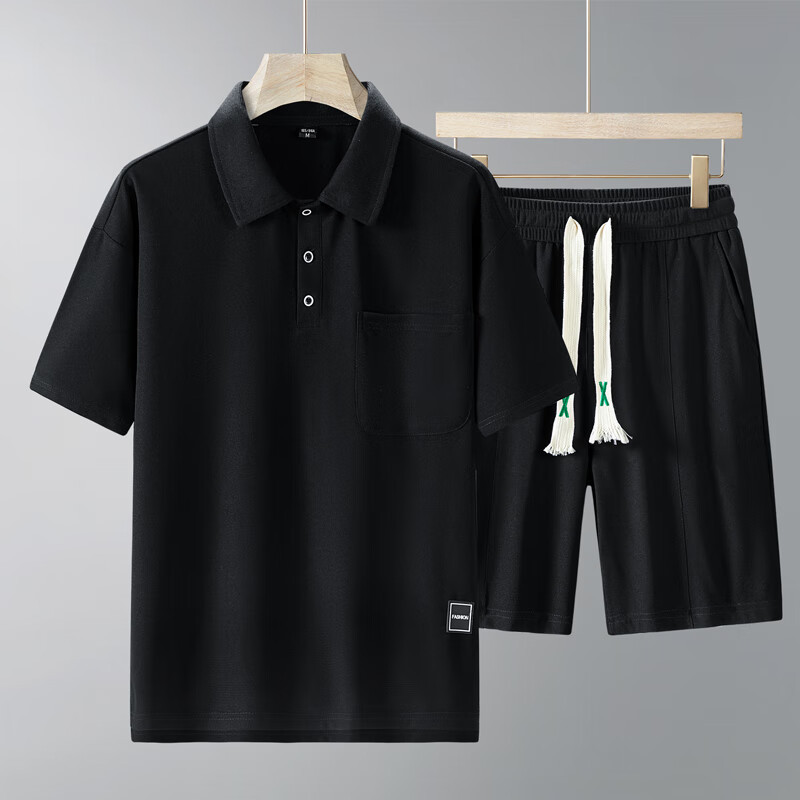 Sports Suit Men's Short-sleeved Thin Lapels T-shirt Shorts Running Leisure Two-piece Set - Image 5