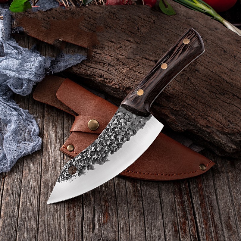 Segmented Forged Leather Sheath Sharp Non-grinding Picnic Knife — изображение 5