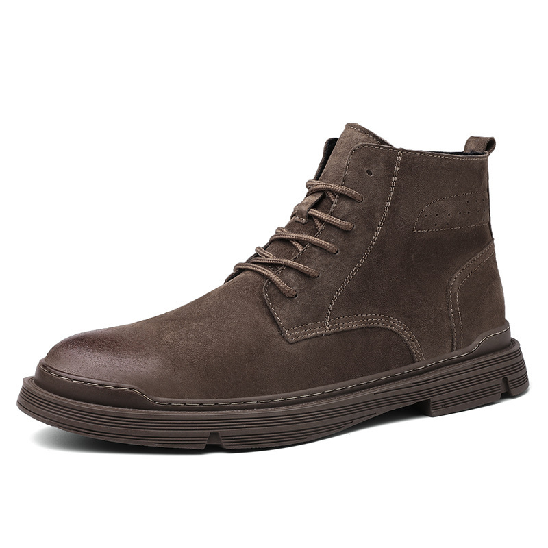 Round Toe Top Layer Cowhide Casual Men's Leather Boots - Image 10