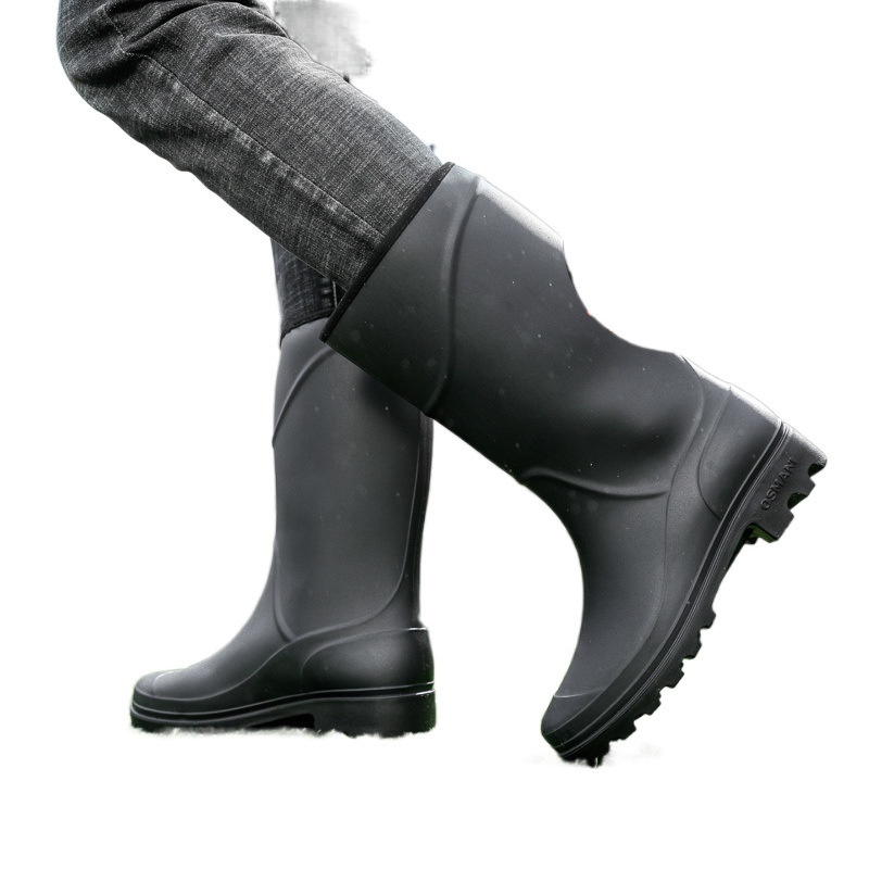 Mid-High Tube Rain Boots Men's Construction Site Protective Shoes Waterproof Non-slip - Image 5