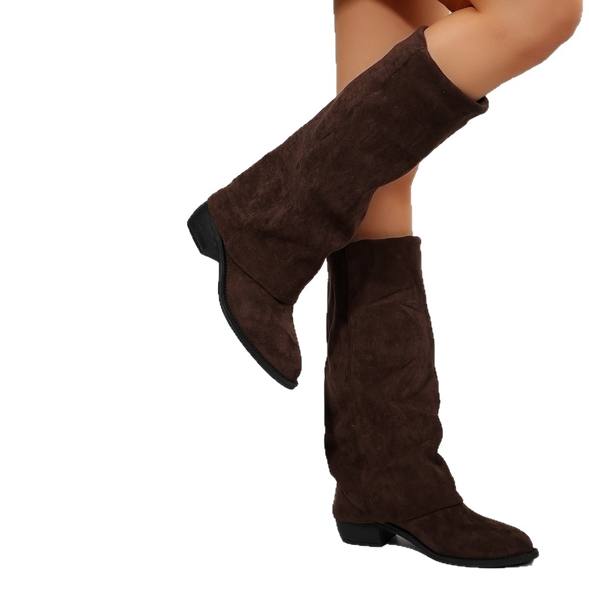 Autumn And Winter New Large Size Thick Heel Non-slip Skinny Boots Women - Image 5
