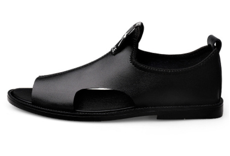 Toed First Layer Cowhide Sandals Men's Bag Heel Side Empty Leather Beach Non-slip Wear-resistant - Image 7