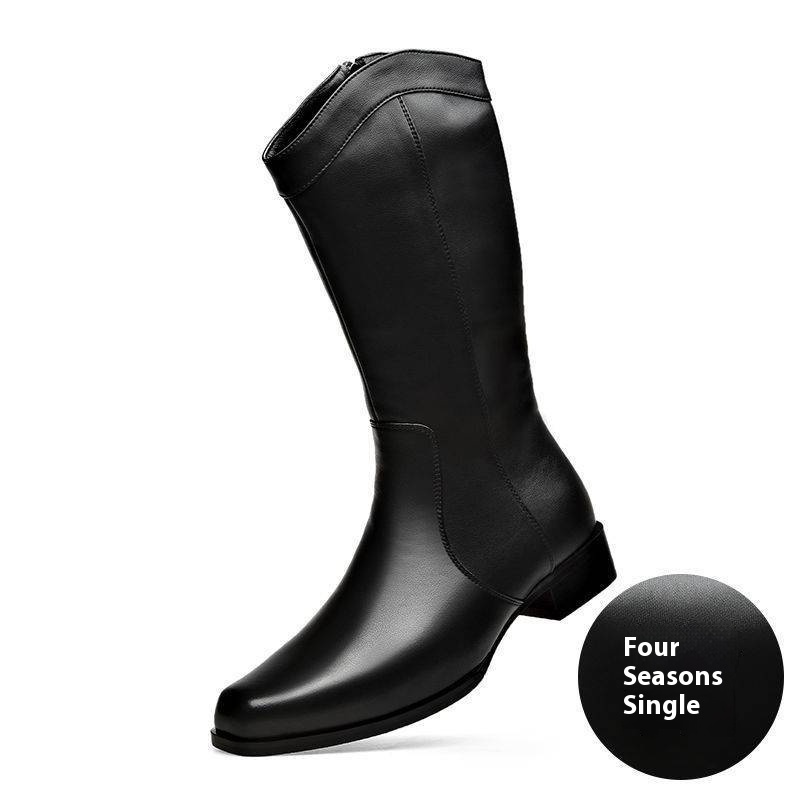 Men's Pointed Toe Business High-top Leather Boots - Image 6