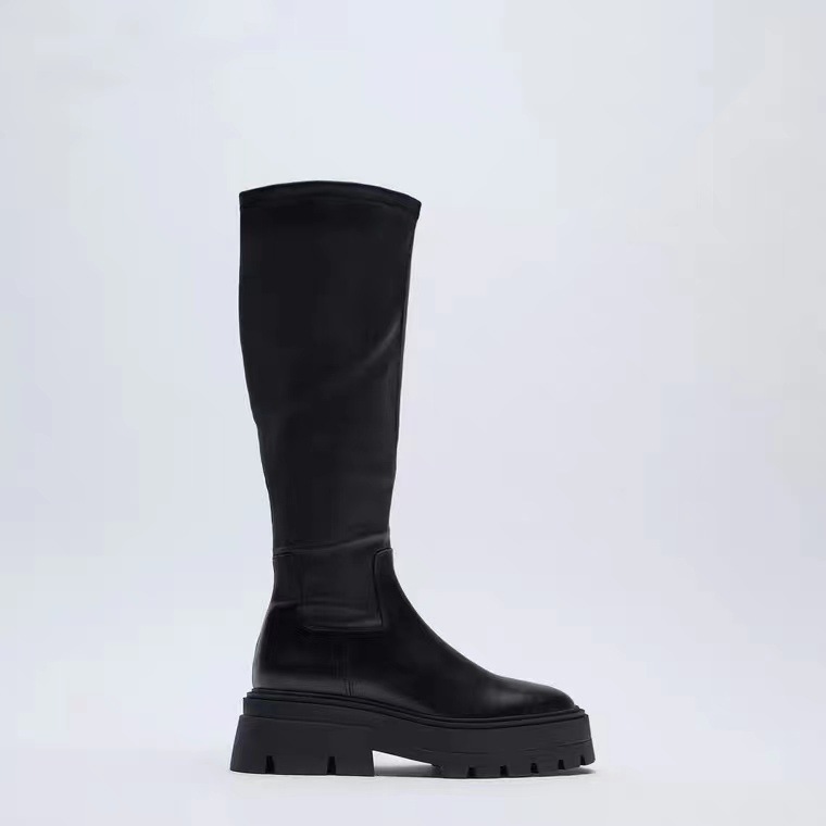 Autumn And Winter Horse Knight Boots High Leg Boot Thick Bottom Female Stretch Boots - Image 4