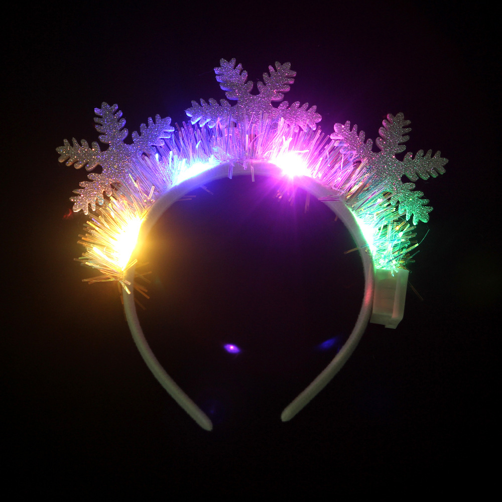 IPC Christmas Hair Band Glowing Headband Xmas Tree Snowflake Hair Band Deer Horn Light Flashing Headwear Merry Christmas Gift - Image 5