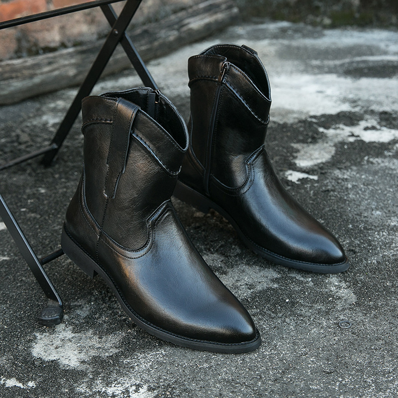 Retro High-top Leather Shoes Ankle Boots Casual - Image 4