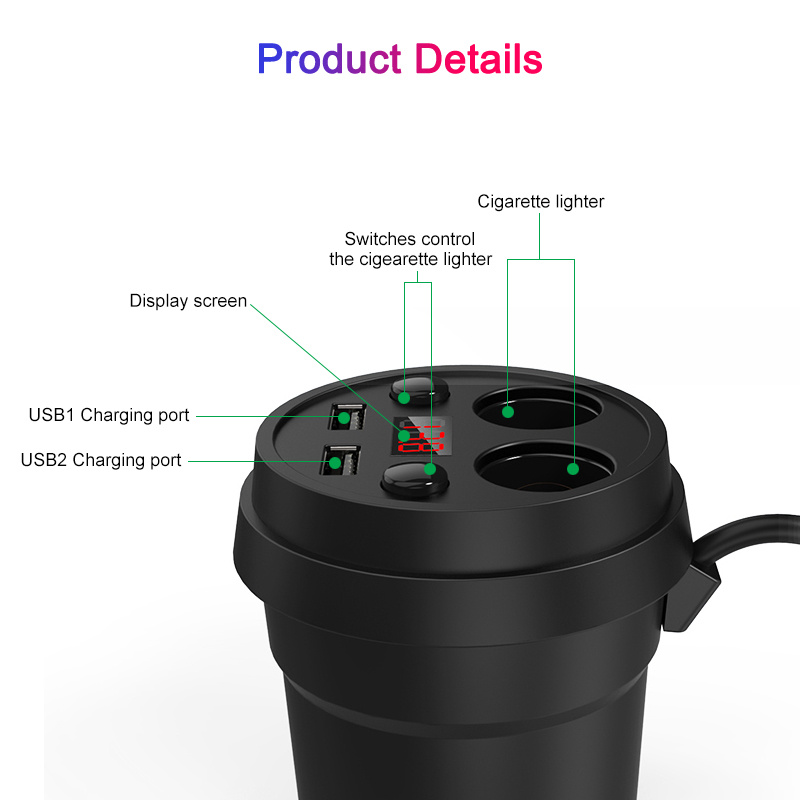 Car Charger Cup Type Fast Charging Plug Car Mobile Phone Multi-function Cup Type Car Charger — изображение 6