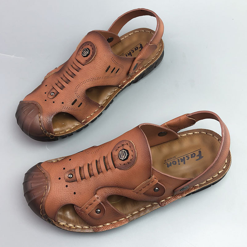 Men's Breathable Casual Genuine Leather Beach Shoes Oxford Sole Shoes - Image 4