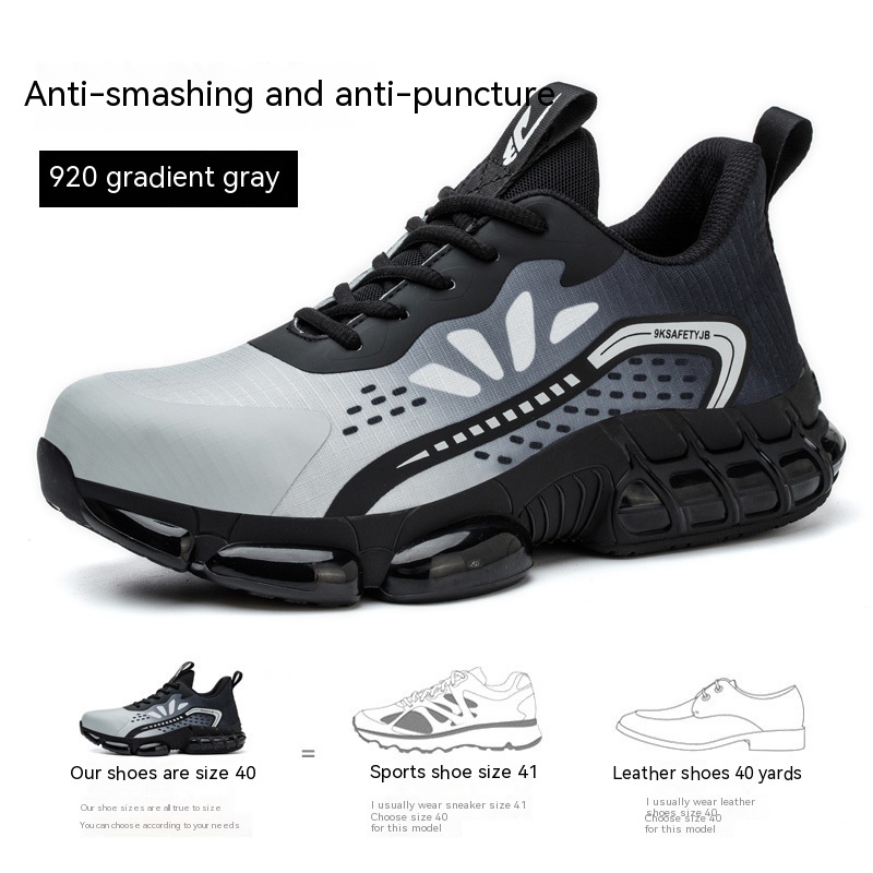 Wear-resistant Anti-smashing And Anti-penetration Thin Flyknit Breathable Shock-absorbing Work Safety Shoes — изображение 3