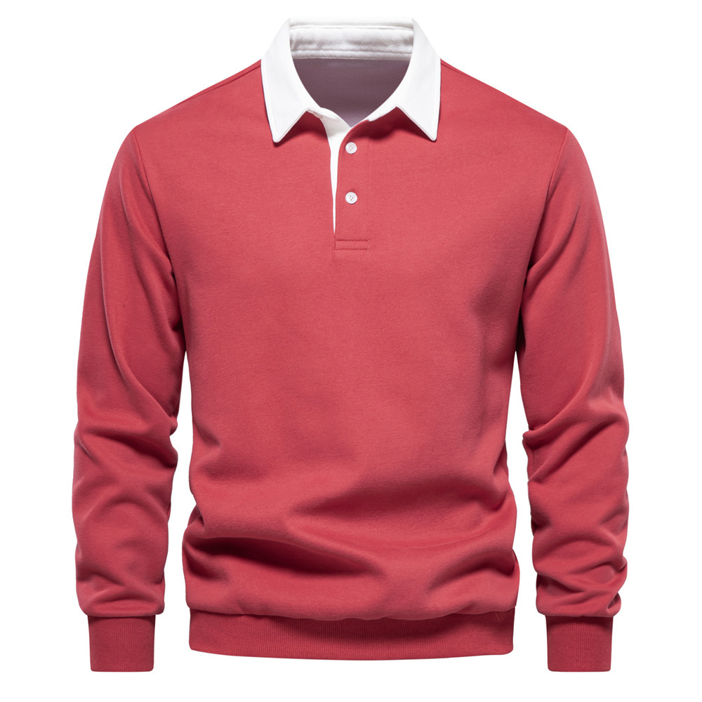 Men's Fashion Casual Versatile Long Sleeves Polo Collar Sweater - Image 4