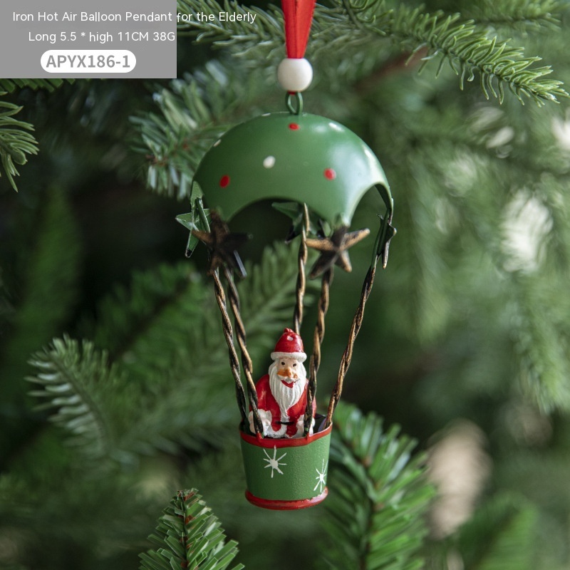 Nordic Iron Christmas Hot Air Balloon Parachute Pendant Creative Decorations Tree Charms Hangings - Image 3