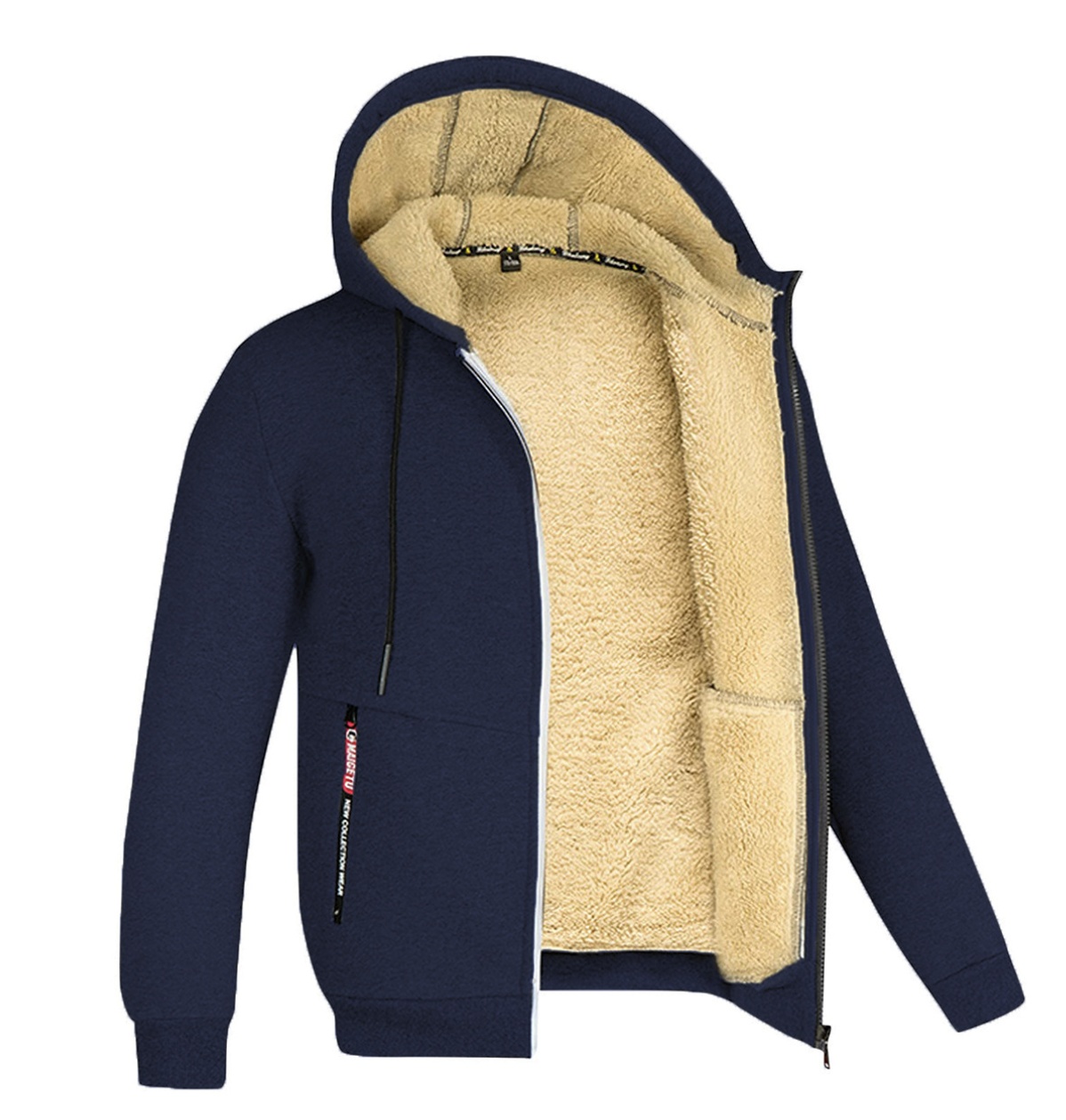 Hooded Fleece Plus Thick Lamb Fleece Cardigan Sweater – Bild 6