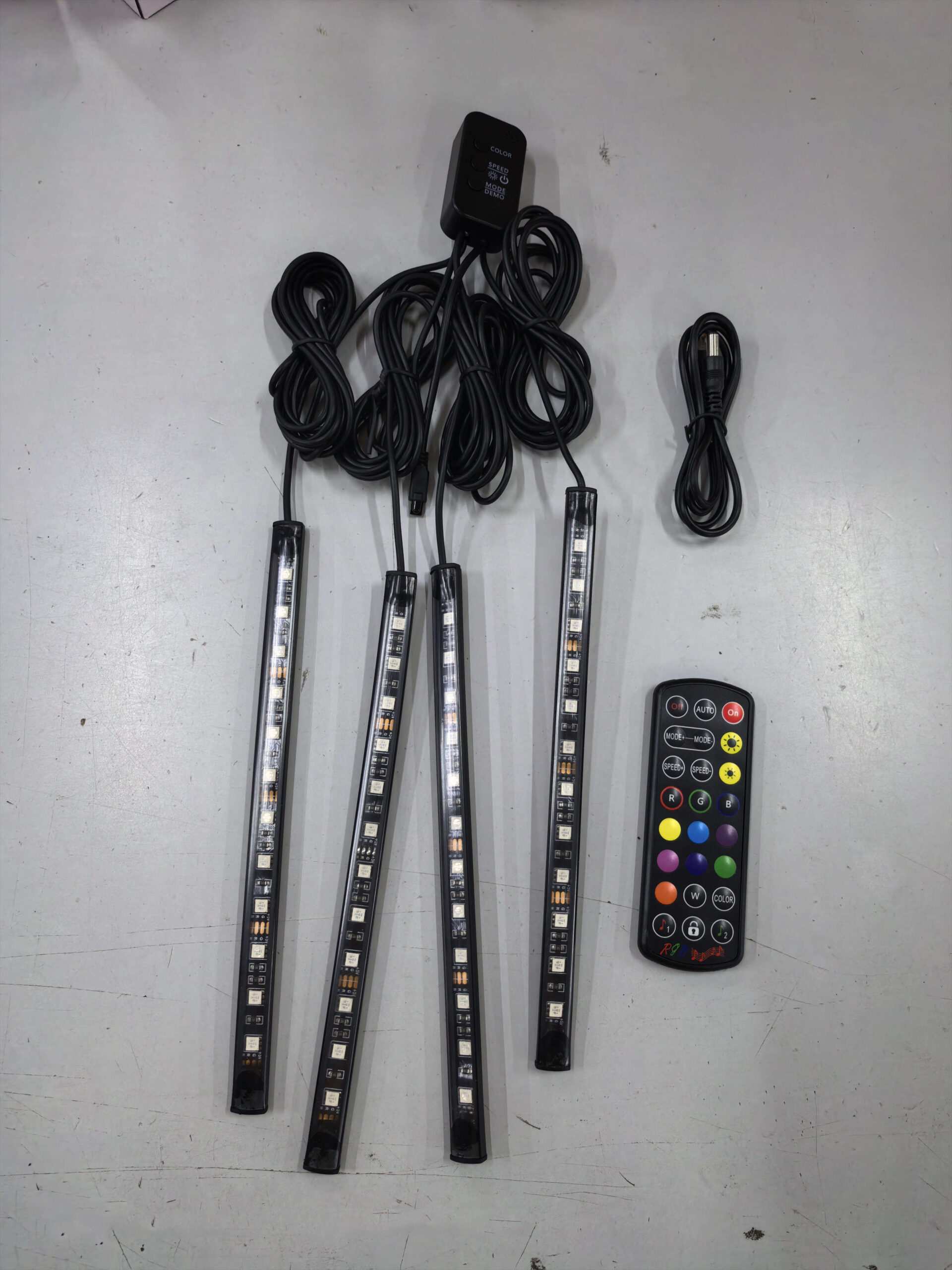 Car sole atmosphere lamp 5VUSB12V car charging atmosphere lamp one for four music sound control interior lights - Image 5