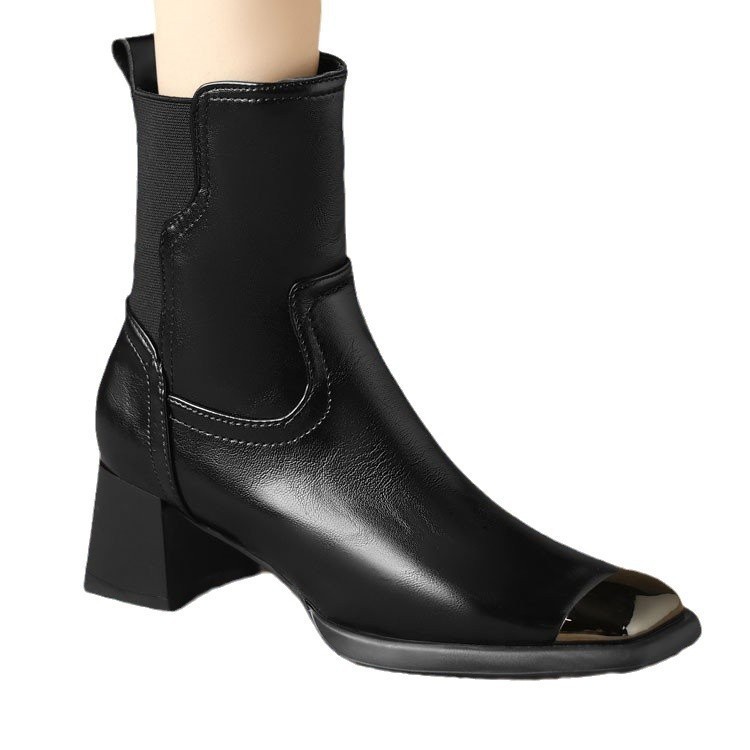 Slimming Martin Boots High Heel Maillard Leather Boots - Image 4