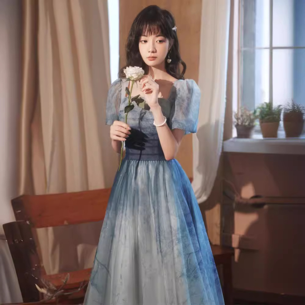 Gradient Blue Evening Elegant Socialite Ceremony Performance Banquet Dress – Bild 2