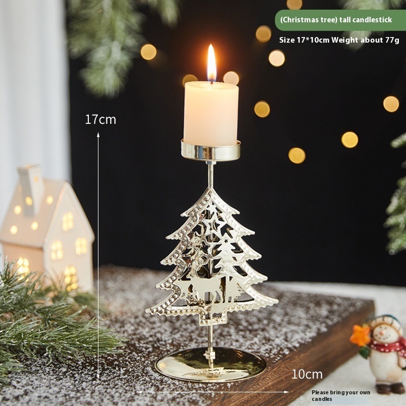 Romantic Christmas Wrought Iron Candlestick Candle Tray Decoration - Image 9