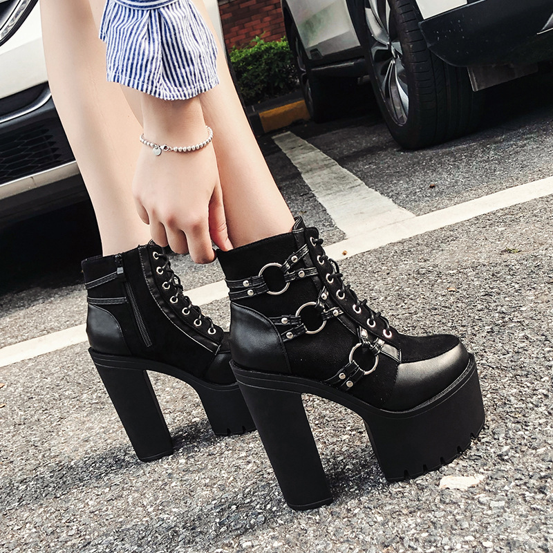 Thick-soled Super High Heels Bootie Women's Shoes - Image 3