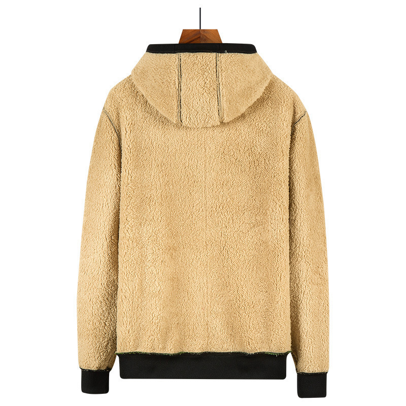Hooded Fleece Plus Thick Lamb Fleece Cardigan Sweater – Bild 2
