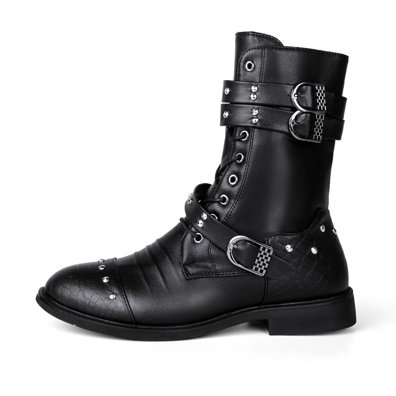 Middle Tube Leather Boots Ceremonial Motorcycle Men's Martin Performance - Image 6