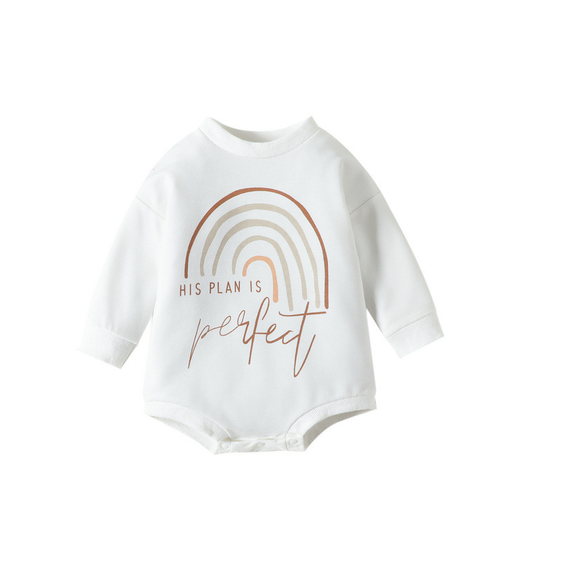 New Children's Clothing Baby Jumpsuits Baby Rainbow Letter Romper – Bild 5